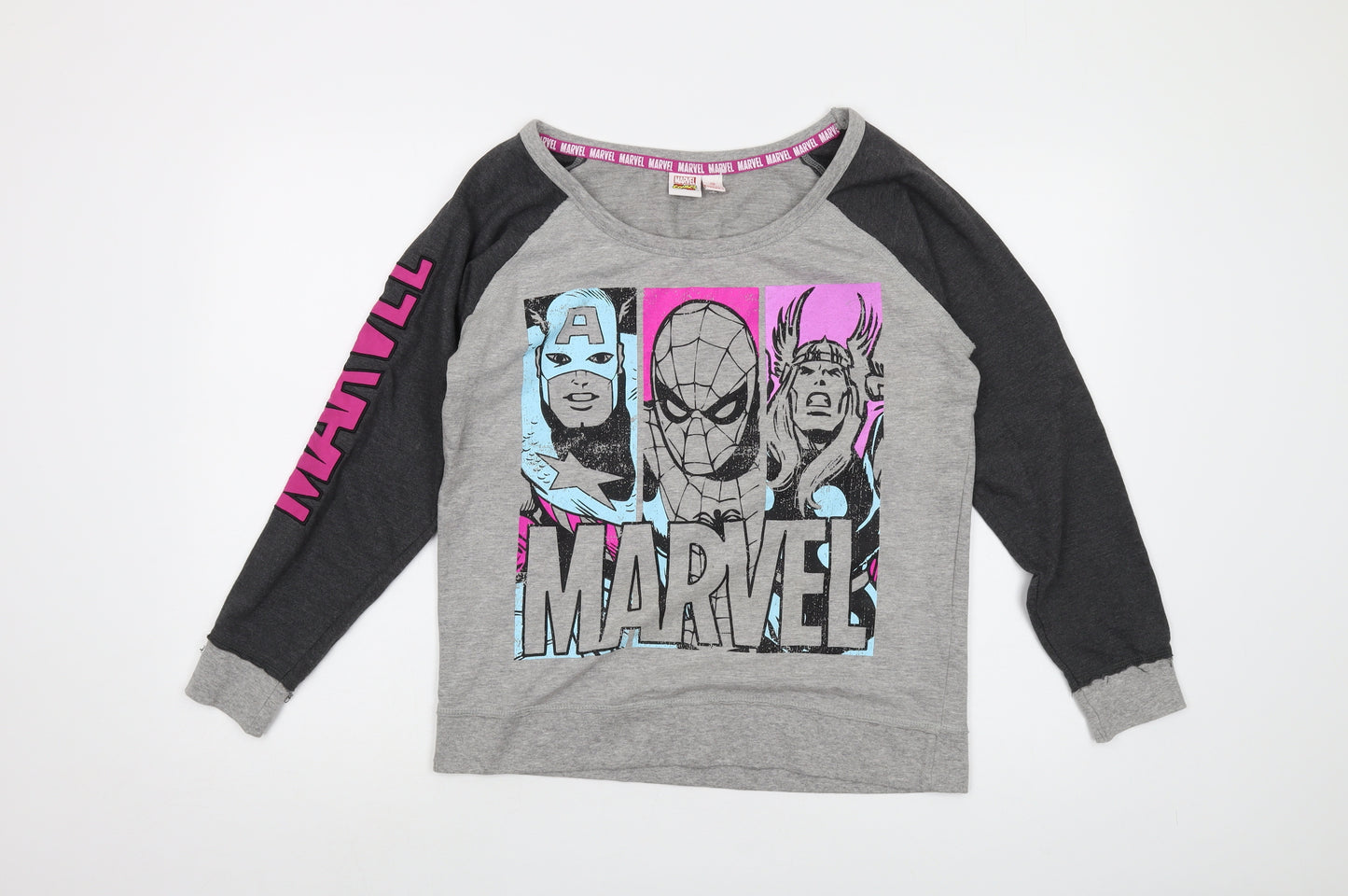 Marvel Womens Grey Cotton Pullover Sweatshirt Size M Pullover