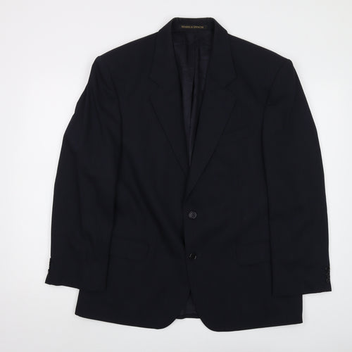 Marks and Spencer Mens Black Wool Jacket Suit Jacket Size 40 Regular