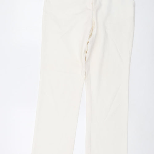 Collection Womens Ivory Polyester Trousers Size S L31 in Regular Hook & Eye