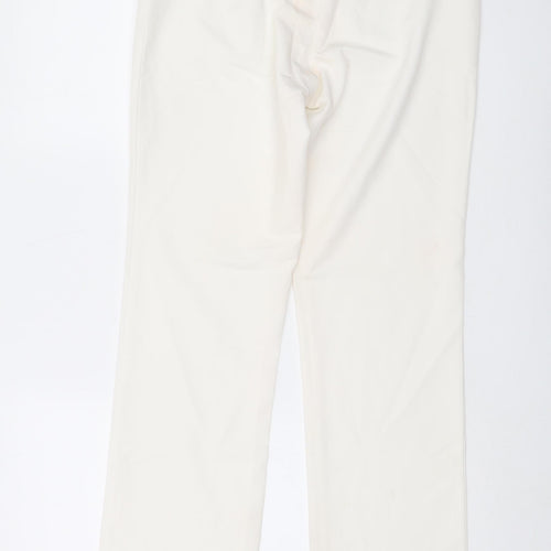 Collection Womens Ivory Polyester Trousers Size S L31 in Regular Hook & Eye