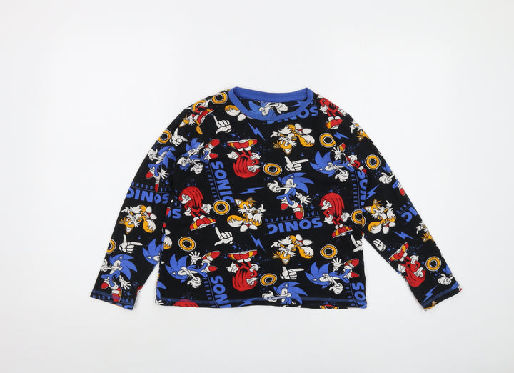 Sonic Boys Multicoloured Geometric Cotton Basic T-Shirt Size 10-11 Years Round Neck Pullover