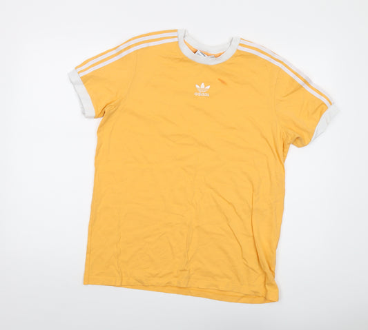 adidas Womens Orange Cotton Basic T-Shirt Size 12 Crew Neck