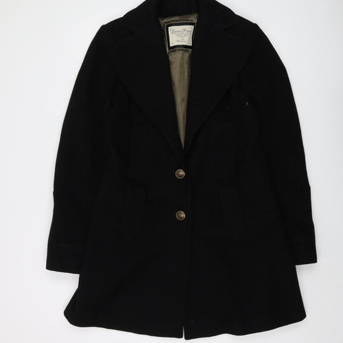 GUESS Womens Black Overcoat Coat Size M Button