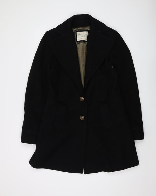 GUESS Womens Black Overcoat Coat Size M Button