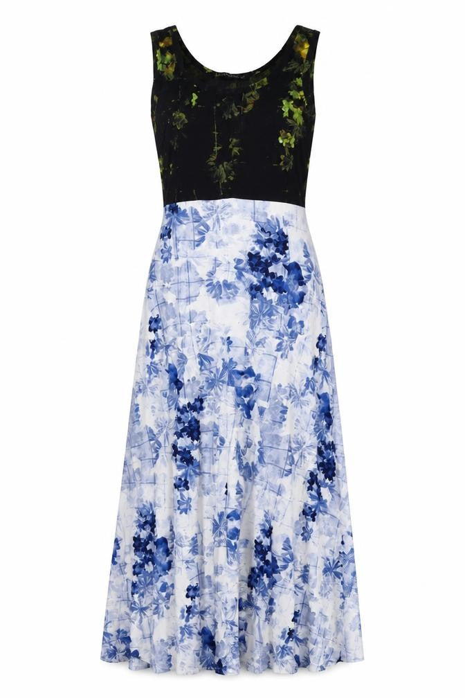 Front view of Ivanka Trump women’s multicoloured floral polyester a-line, size M, round neck pullover