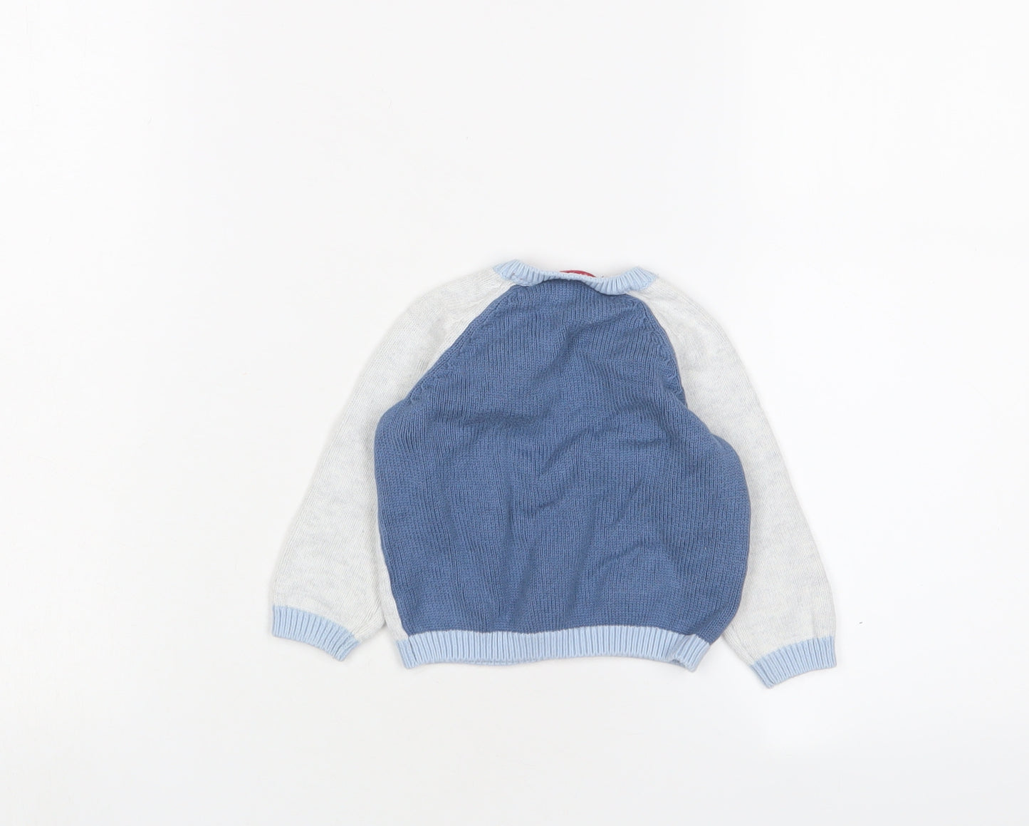 The White Company Boys Grey Cotton Pullover Jumper Size 3-6 Months Button - Boat