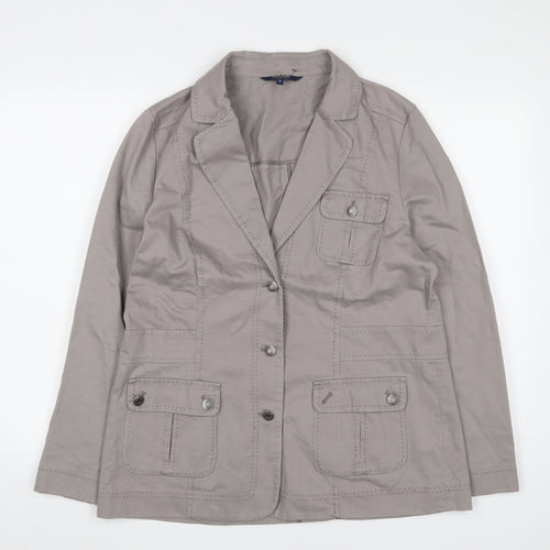 Maine Womens Beige Jacket Blazer Size 14 Button - Pockets