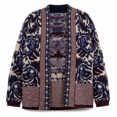 Indigo Womens Multicoloured V-Neck Geometric Polyamide Cardigan Jumper Size 10 - Open