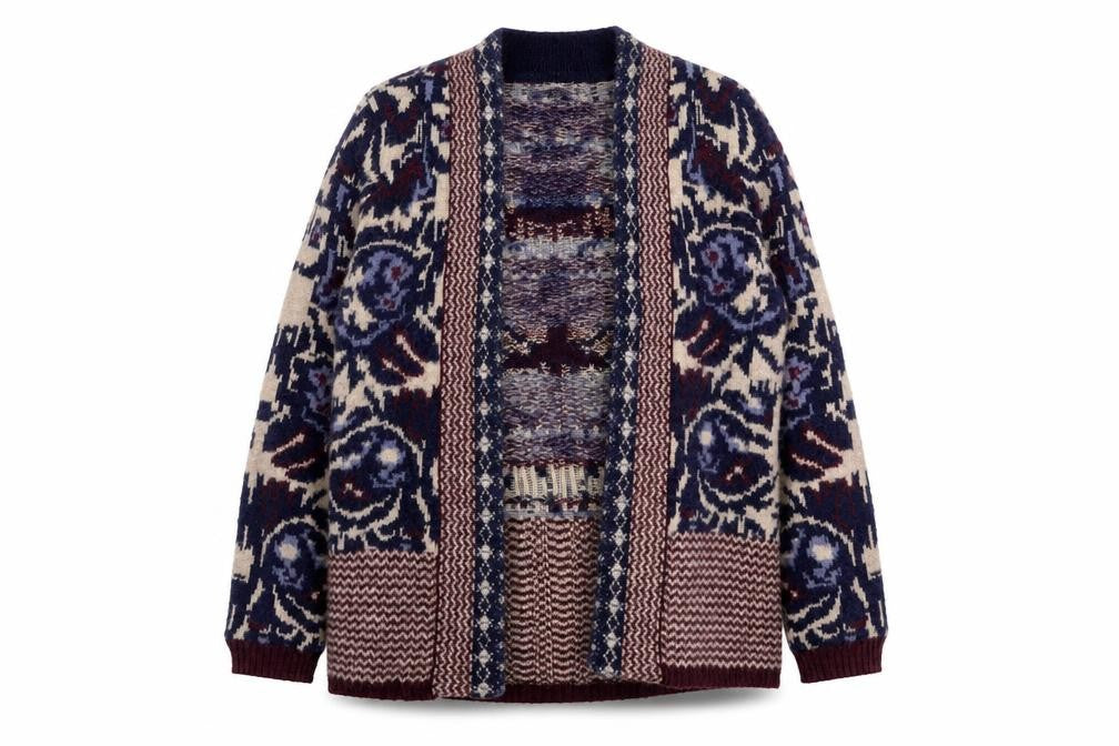 Indigo Womens Multicoloured V-Neck Geometric Polyamide Cardigan Jumper Size 10 - Open