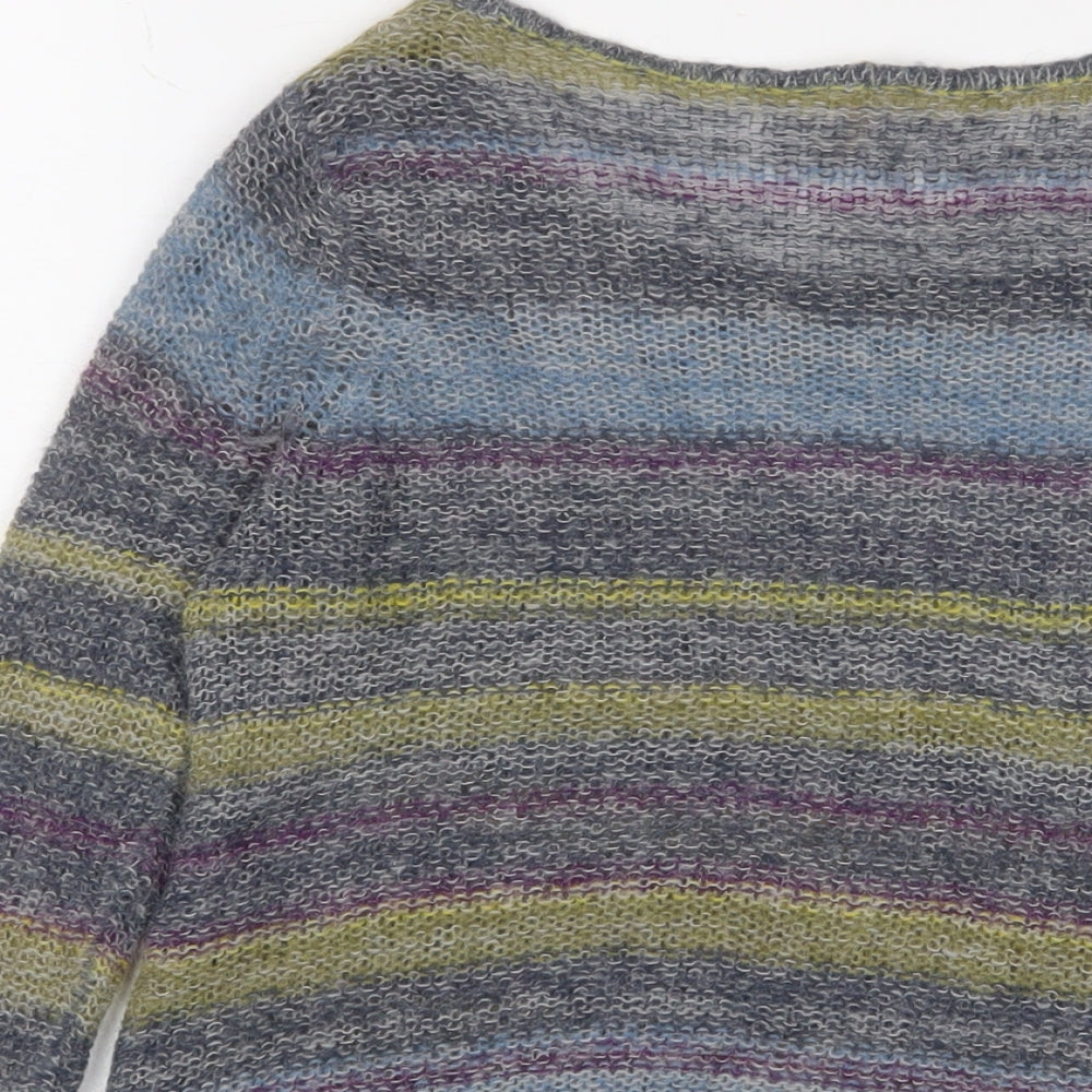 White Stuff Womens Multicoloured Boat Neck Striped Acrylic Pullover Jumper Size 10 - Pockets