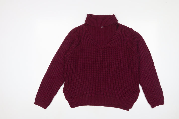 Red Herring Womens Purple High Neck Acrylic Pullover Jumper Size 12