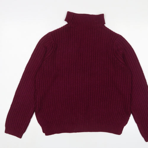 Red Herring Womens Purple High Neck Acrylic Pullover Jumper Size 12