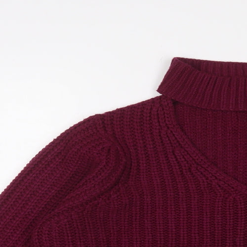 Red Herring Womens Purple High Neck Acrylic Pullover Jumper Size 12