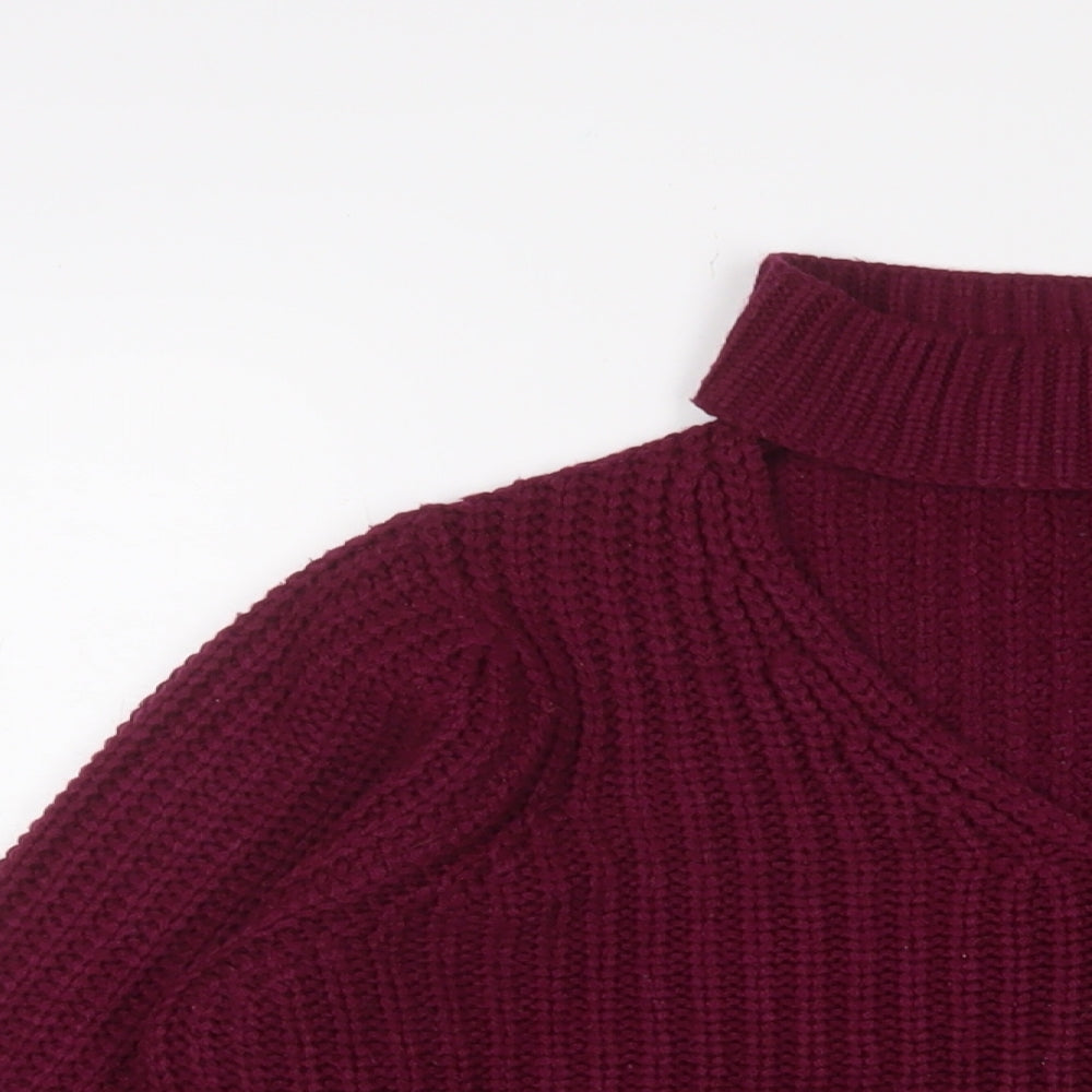 Red Herring Womens Purple High Neck Acrylic Pullover Jumper Size 12
