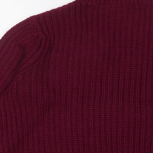 Red Herring Womens Purple High Neck Acrylic Pullover Jumper Size 12