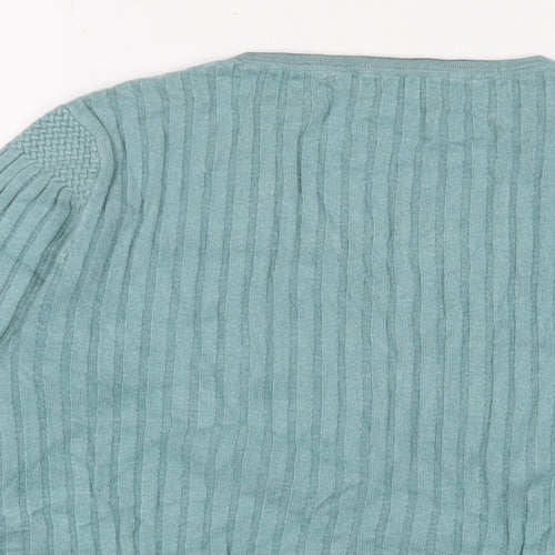 Cc Womens Blue V-Neck Viscose Pullover Jumper Size XL - Embroidered