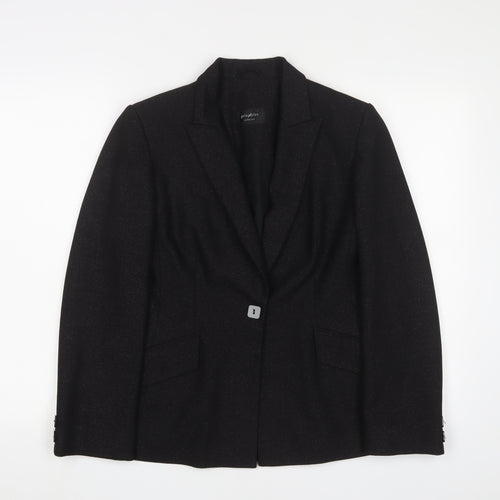 Principles Womens Black Jacket Blazer Size 12 Button