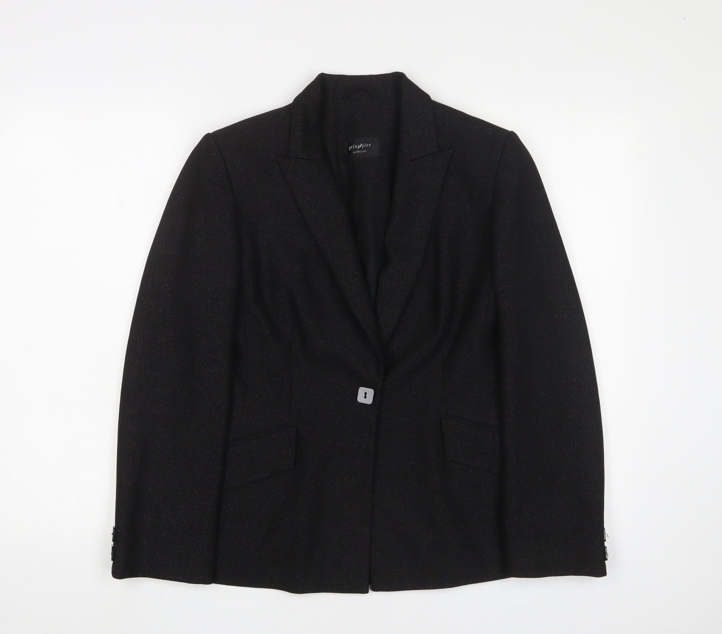 Principles Womens Black Jacket Blazer Size 12 Button