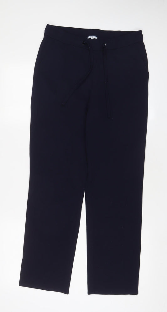 DASH Womens Blue Polyester Trousers Size 10 L30 in Regular Drawstring - Pockets