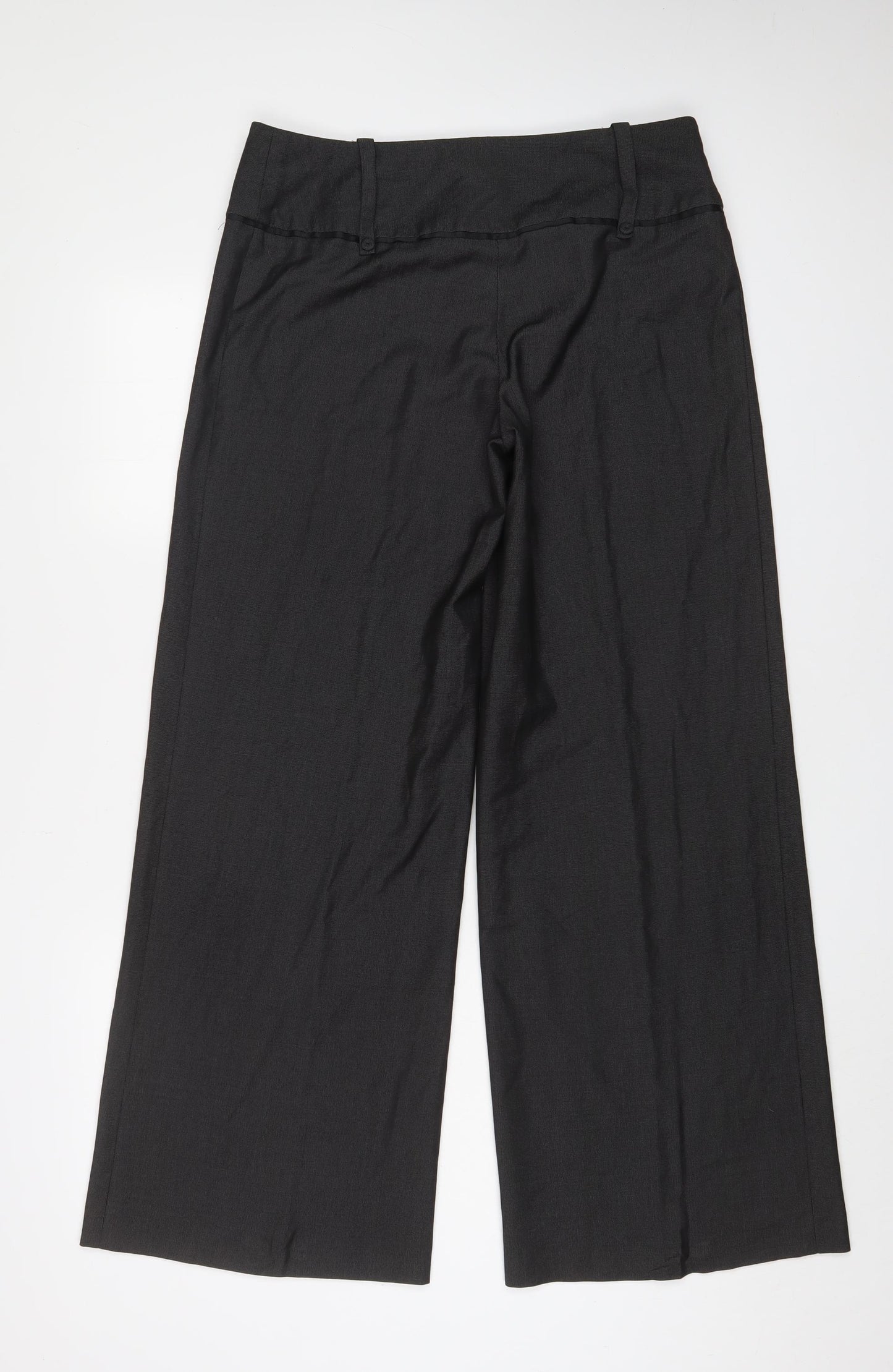 Monsoon Womens Grey Polyester Trousers Size 12 L32 in Regular Hook & Eye