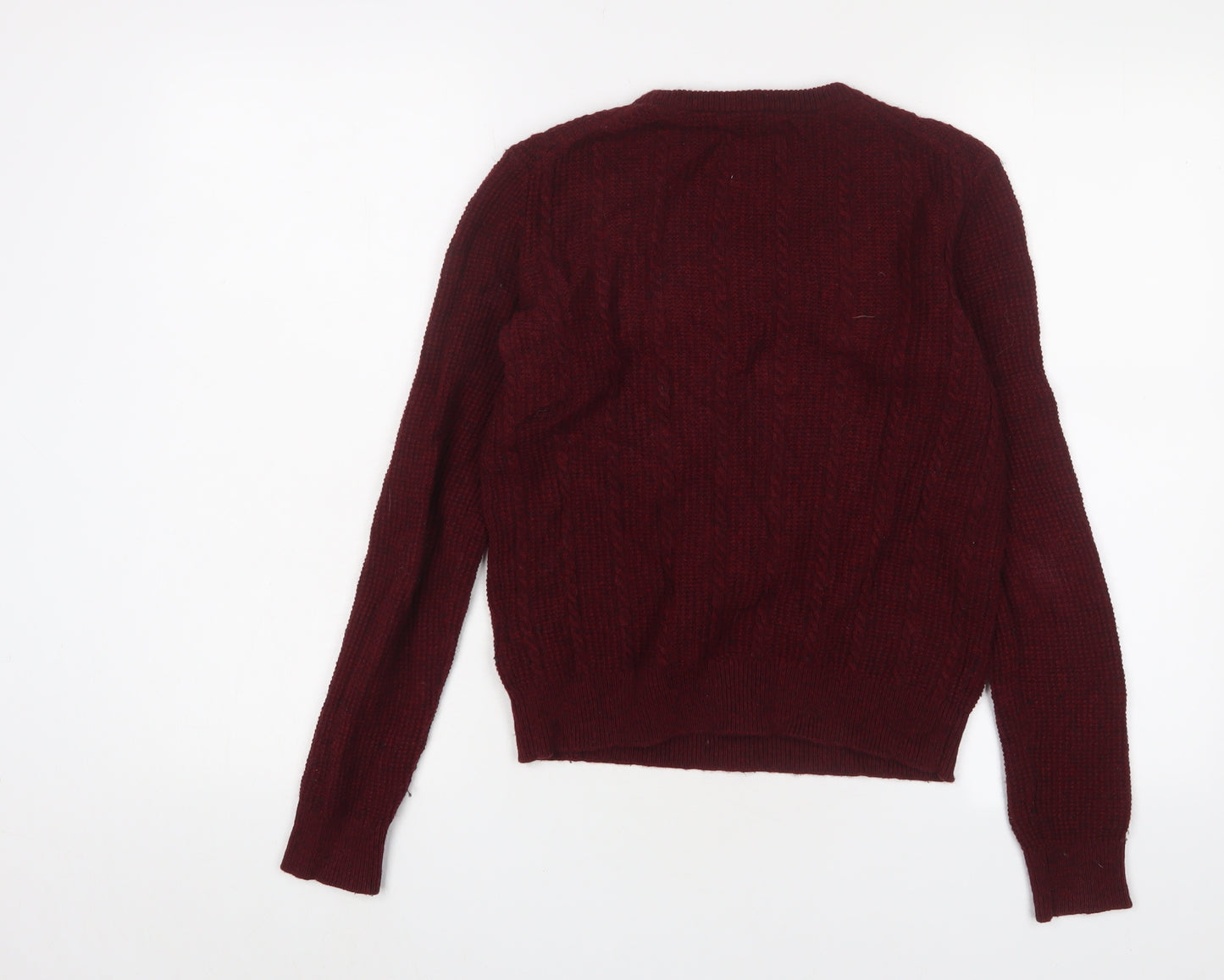 Jack Wills Womens Red Crew Neck Wool Pullover Jumper Size 10 - Logo, Embroidered