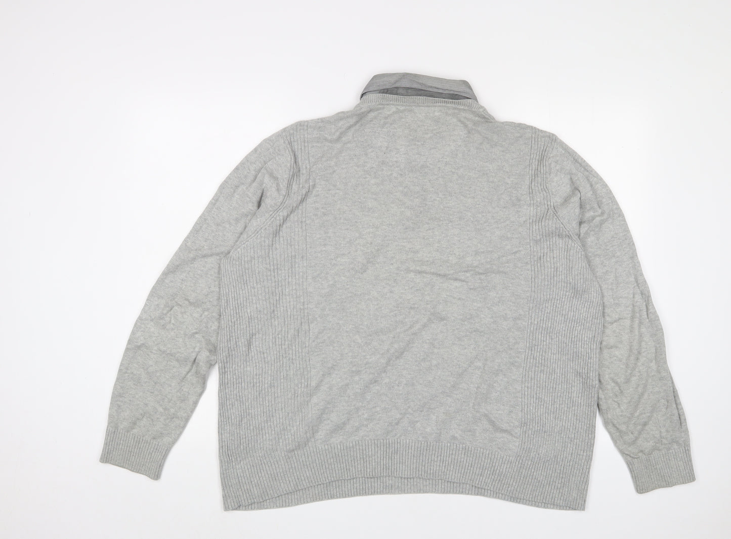 Dissident Mens Grey Collared Cotton Pullover Jumper Size L Long Sleeve - Logo