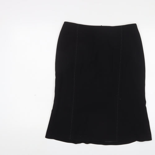 Hobbs Womens Black Wool A-Line Skirt Size 12 Zip