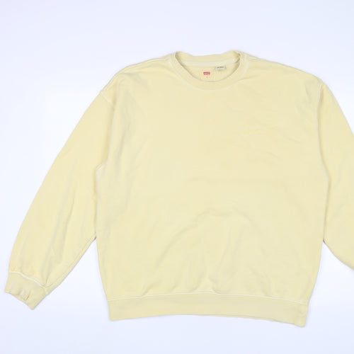 Levi's Mens Yellow Cotton Pullover Sweatshirt Size M - Logo, Embroidered