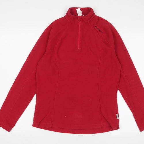 DECATHLON Womens Pink Polyester Pullover Sweatshirt Size L Zip - Logo, Embroidered