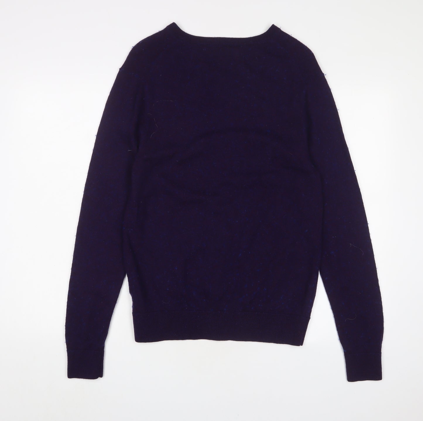 Howick Tailored Mens Purple V-Neck Wool Pullover Jumper Size S Long Sleeve