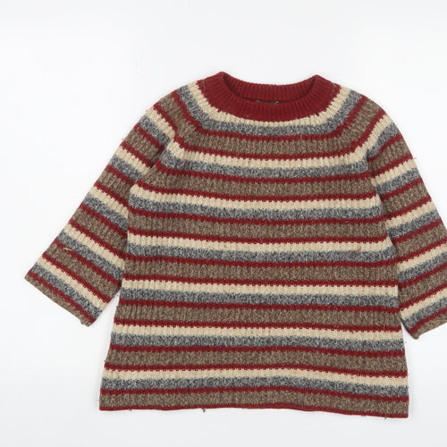 N.W.3 Womens Multicoloured Round Neck Striped Cotton Pullover Jumper Size 8