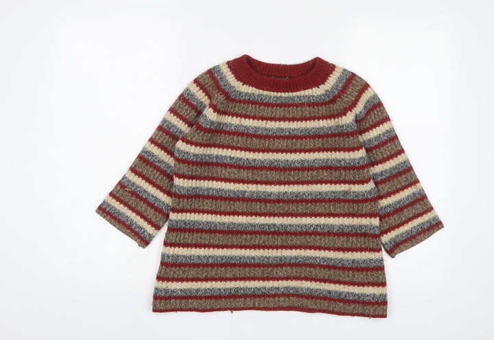 N.W.3 Womens Multicoloured Round Neck Striped Cotton Pullover Jumper Size 8