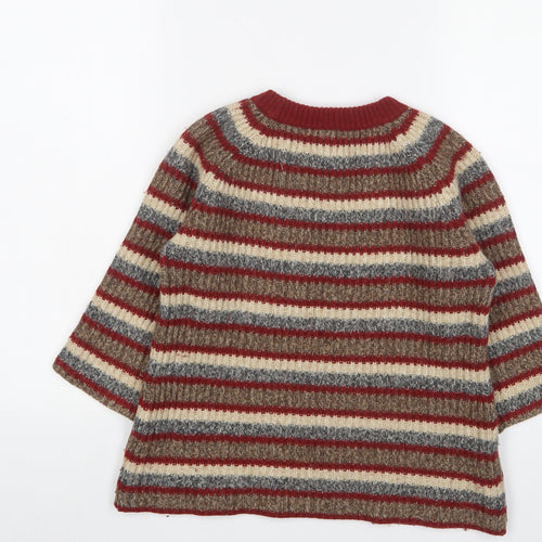 N.W.3 Womens Multicoloured Round Neck Striped Cotton Pullover Jumper Size 8