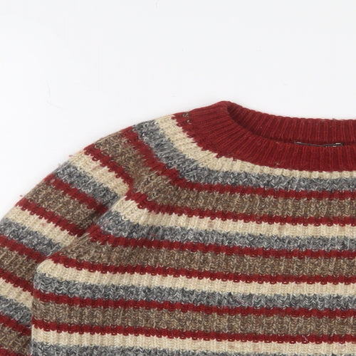 N.W.3 Womens Multicoloured Round Neck Striped Cotton Pullover Jumper Size 8
