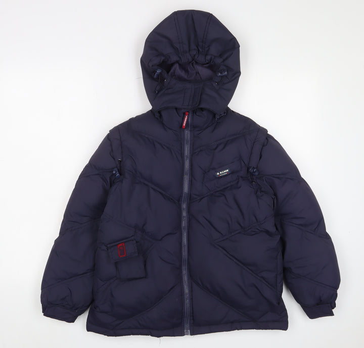 W.S. Duck Boys Blue Basic Coat Coat Size 14 Years Zip - Logo, Embroidered