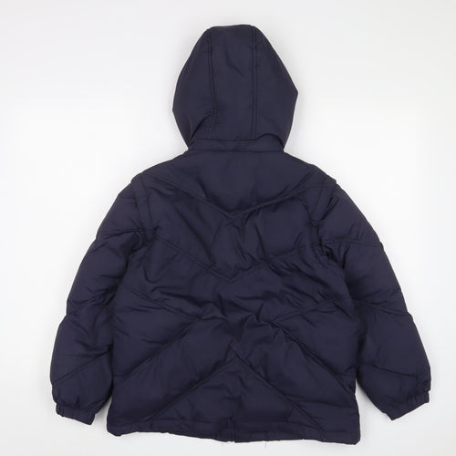 W.S. Duck Boys Blue Basic Coat Coat Size 14 Years Zip - Logo, Embroidered