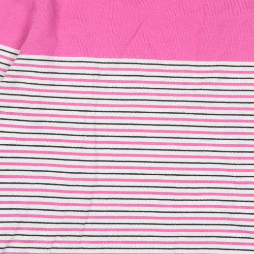 KEW Womens Pink Crew Neck Striped Cotton Pullover Jumper Size 12