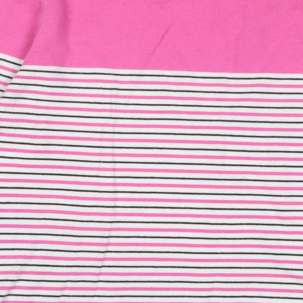 KEW Womens Pink Crew Neck Striped Cotton Pullover Jumper Size 12