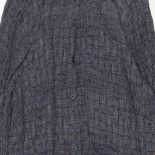 White Stuff Womens Blue Geometric Viscose Sheath Size 12 Collared Button