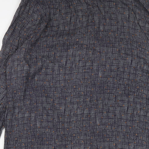 White Stuff Womens Blue Geometric Viscose Sheath Size 12 Collared Button