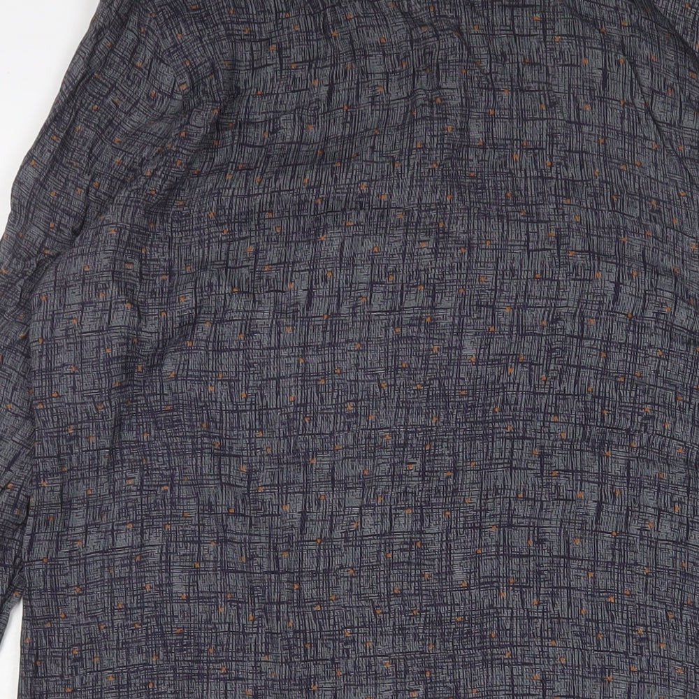White Stuff Womens Blue Geometric Viscose Sheath Size 12 Collared Button