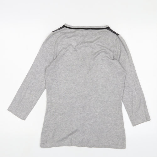 Kaliko Womens Grey Boat Neck Viscose Cardigan Jumper Size 8 - Lace