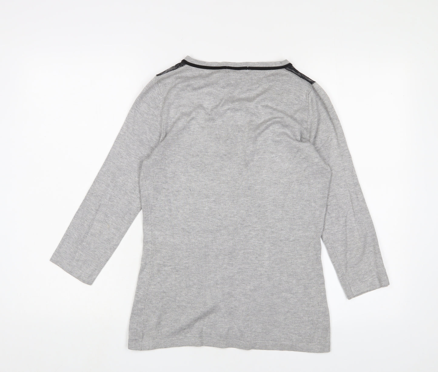 Kaliko Womens Grey Boat Neck Viscose Cardigan Jumper Size 8 - Lace