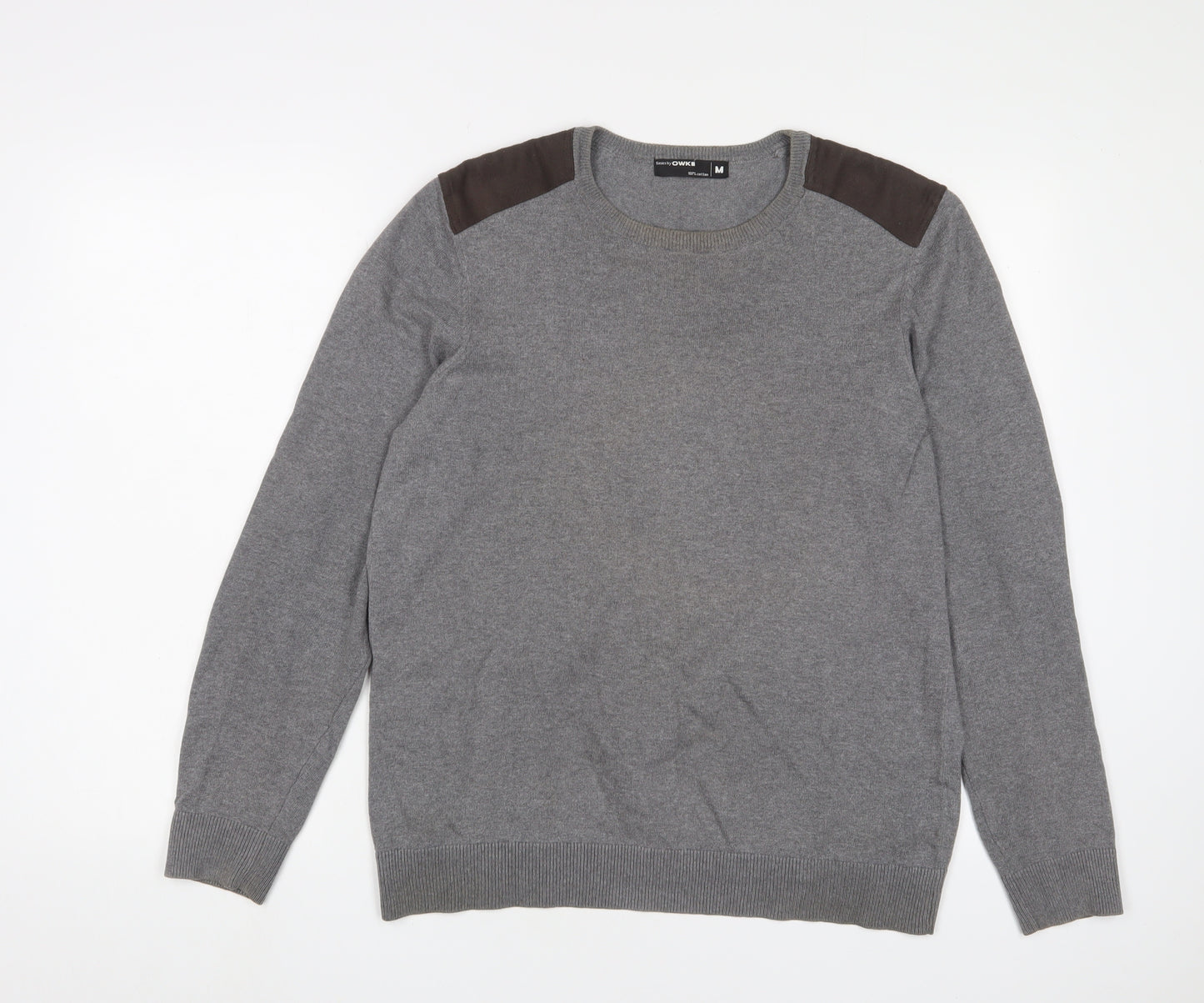 Owk Mens Grey Crew Neck Cotton Pullover Jumper Size M Long Sleeve