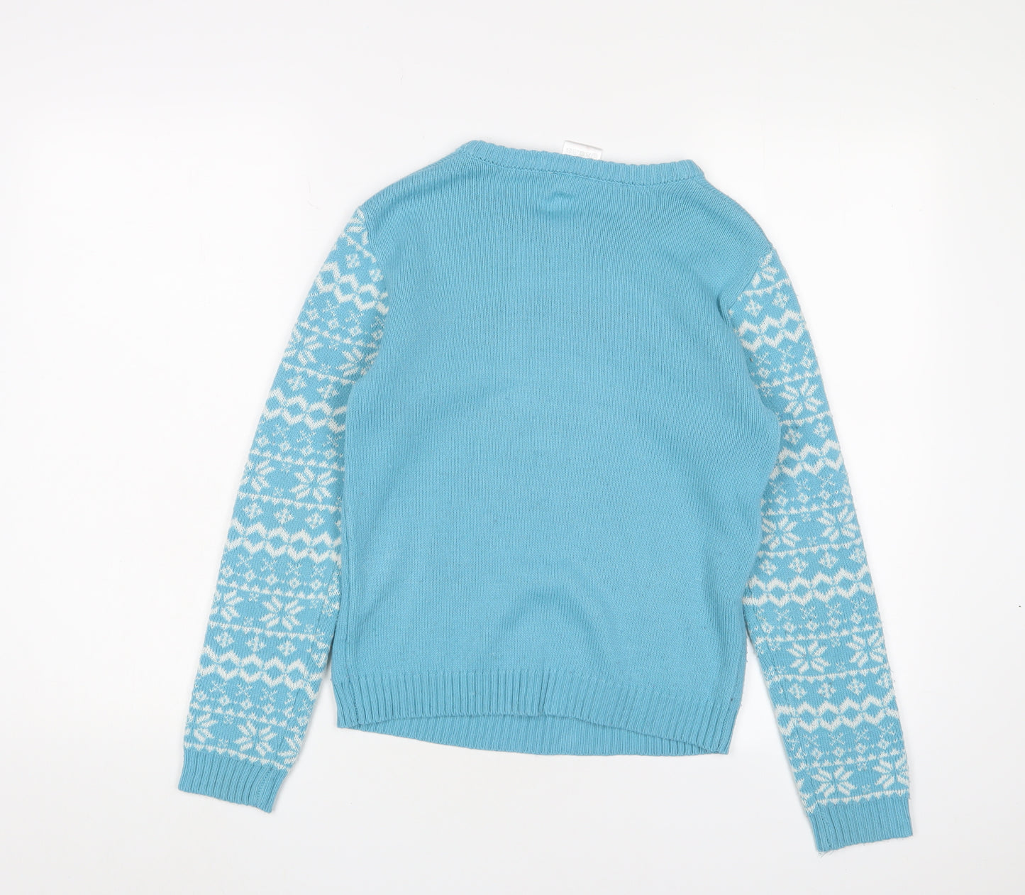 Lily&Dan Girls Blue Crew Neck Geometric Acrylic Pullover Jumper Size 11-12 Years Pullover - Polar bear