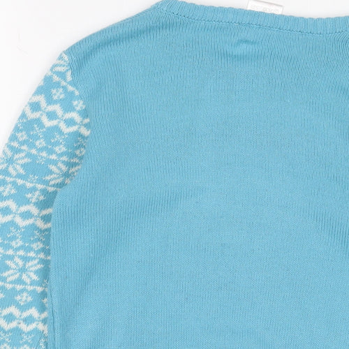 Lily&Dan Girls Blue Crew Neck Geometric Acrylic Pullover Jumper Size 11-12 Years Pullover - Polar bear