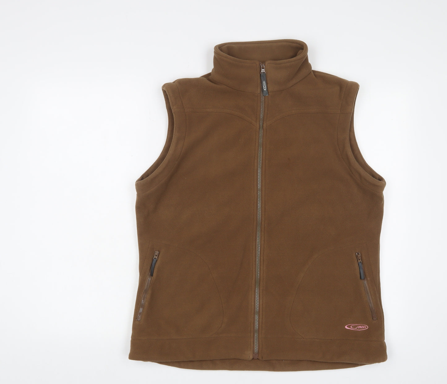 Gelert Womens Brown Gilet Jacket Size 14 Zip - Logo, Embroidered