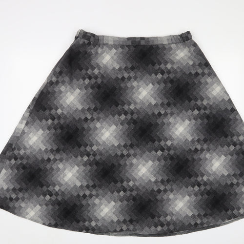 Country Casuals Womens Grey Plaid Wool A-Line Skirt Size 18 Zip