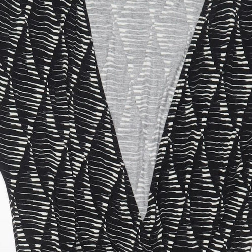 Warehouse Womens Black Geometric Viscose A-Line Size 10 V-Neck Pullover