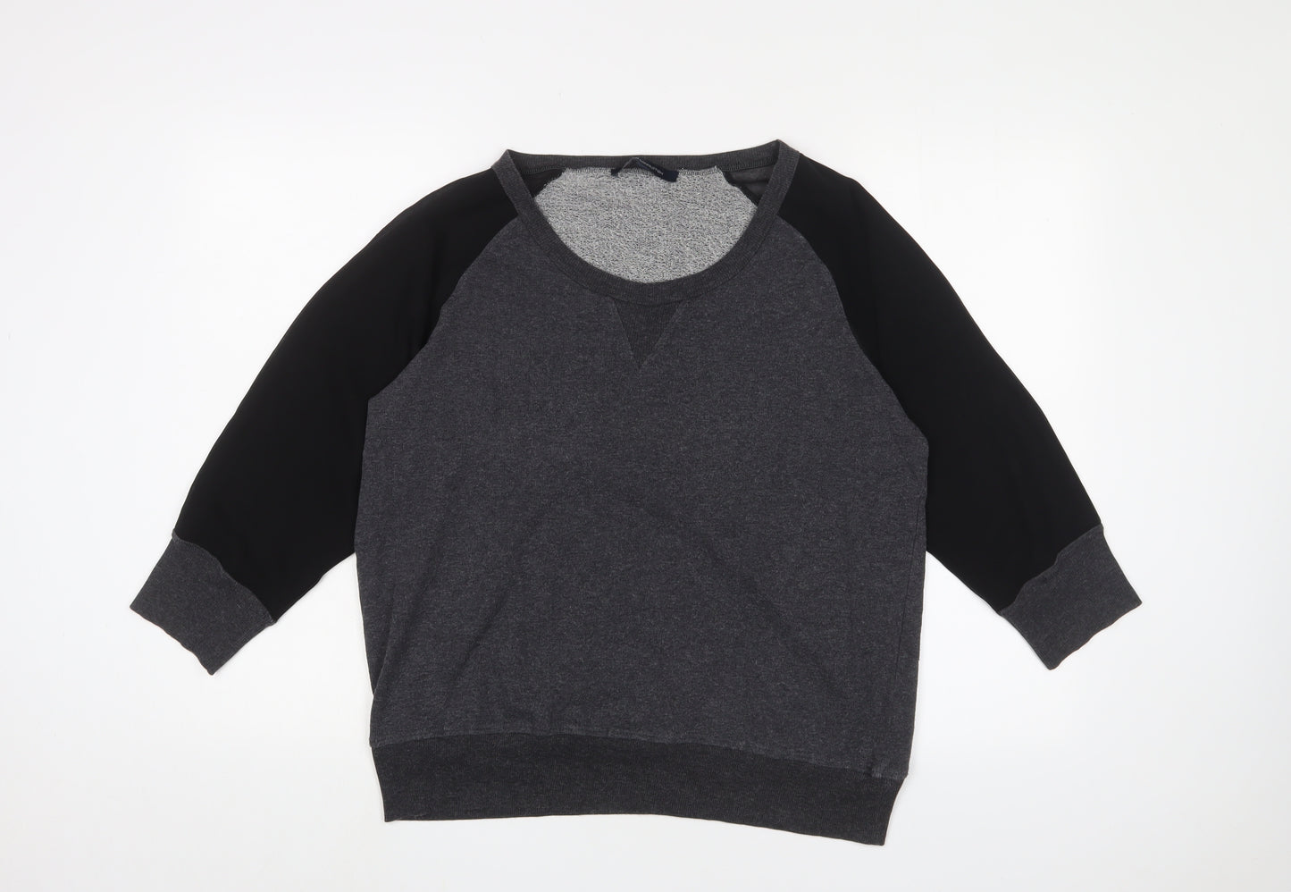 French Connection Womens Grey Scoop Neck Cotton Pullover Jumper Size L